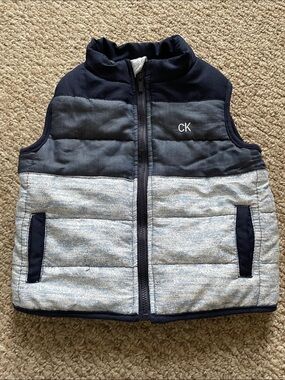 Calvin Klein Navy and Light Gray Puffer Vest